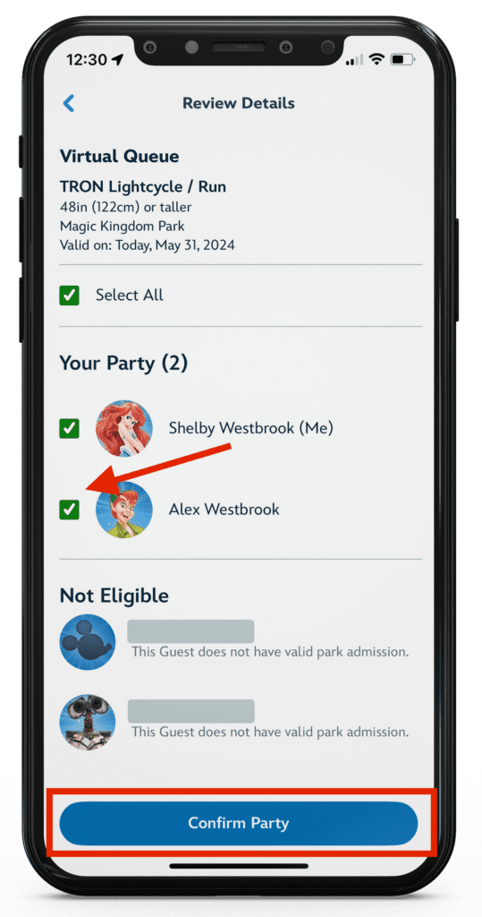 party selections for disney world virtual queue step by step 